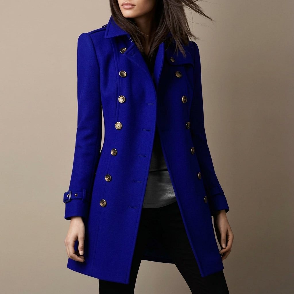 Women's Double-Breasted Military Coat Notch Lapel