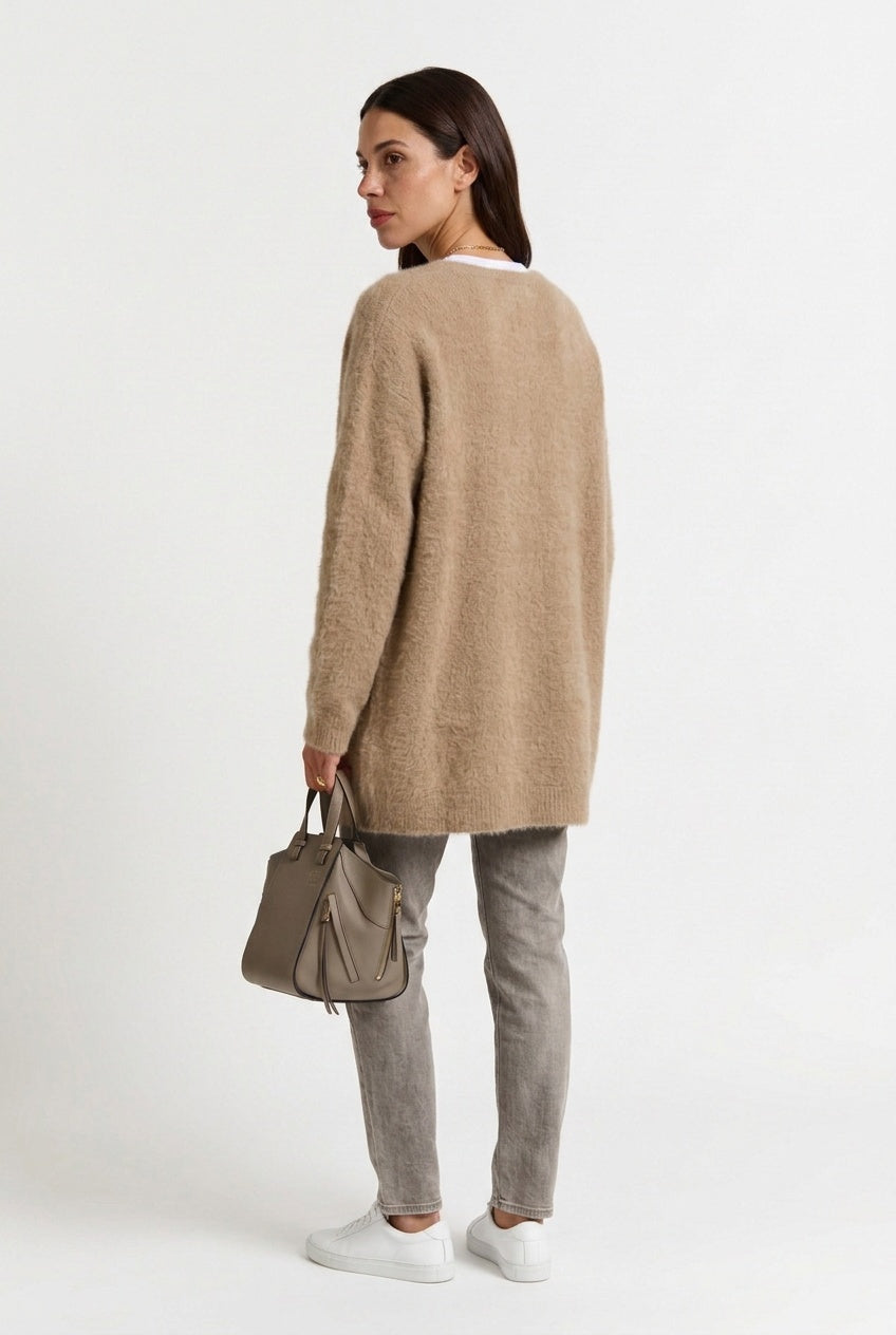 Women's Oversized Longline Cardigan | Snap Button Open Front