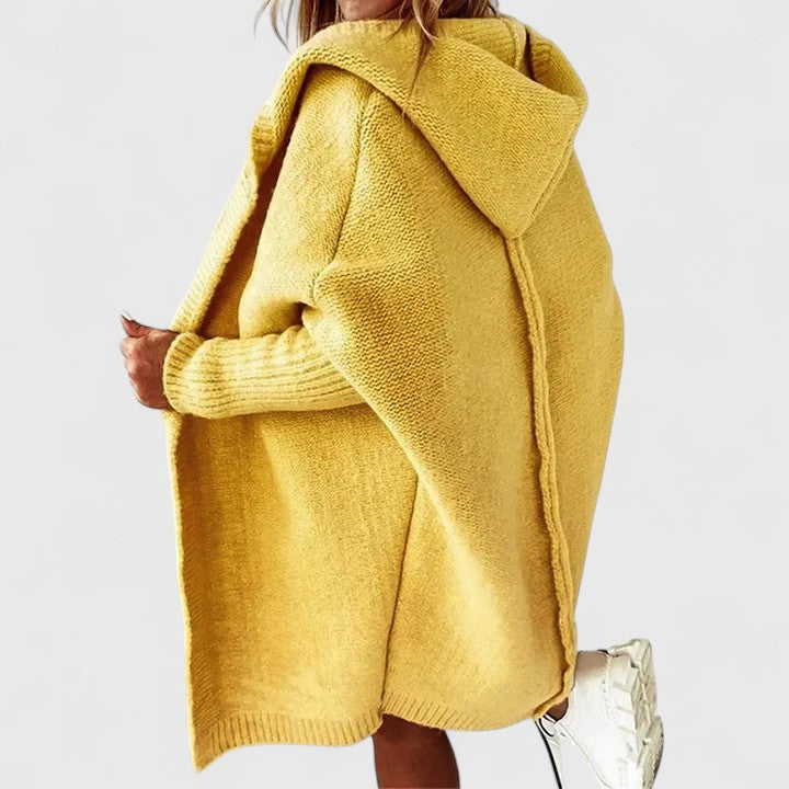 Nina | Oversized Hooded Knit Longline Open-Front Cardigan