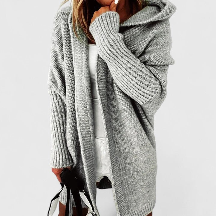 Nina | Oversized Hooded Knit Longline Open-Front Cardigan