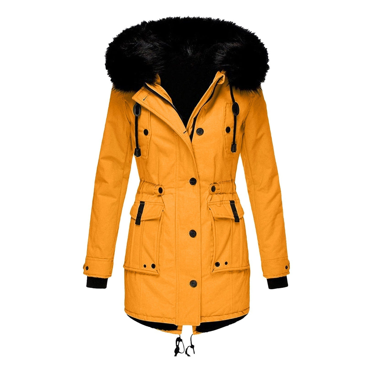Emely Women's Hooded Winter Coat with Faux Fur Trim