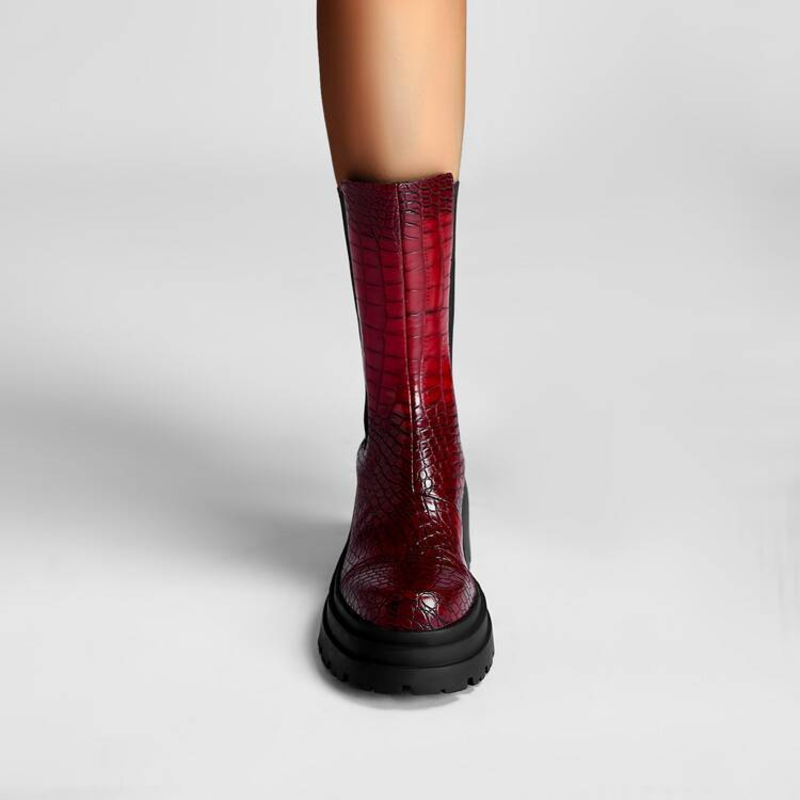 Hesione | Platform Sole Elastic Side Panels Ankle Boots