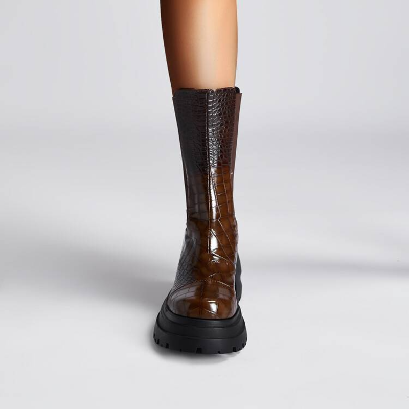 Hesione | Platform Sole Elastic Side Panels Ankle Boots