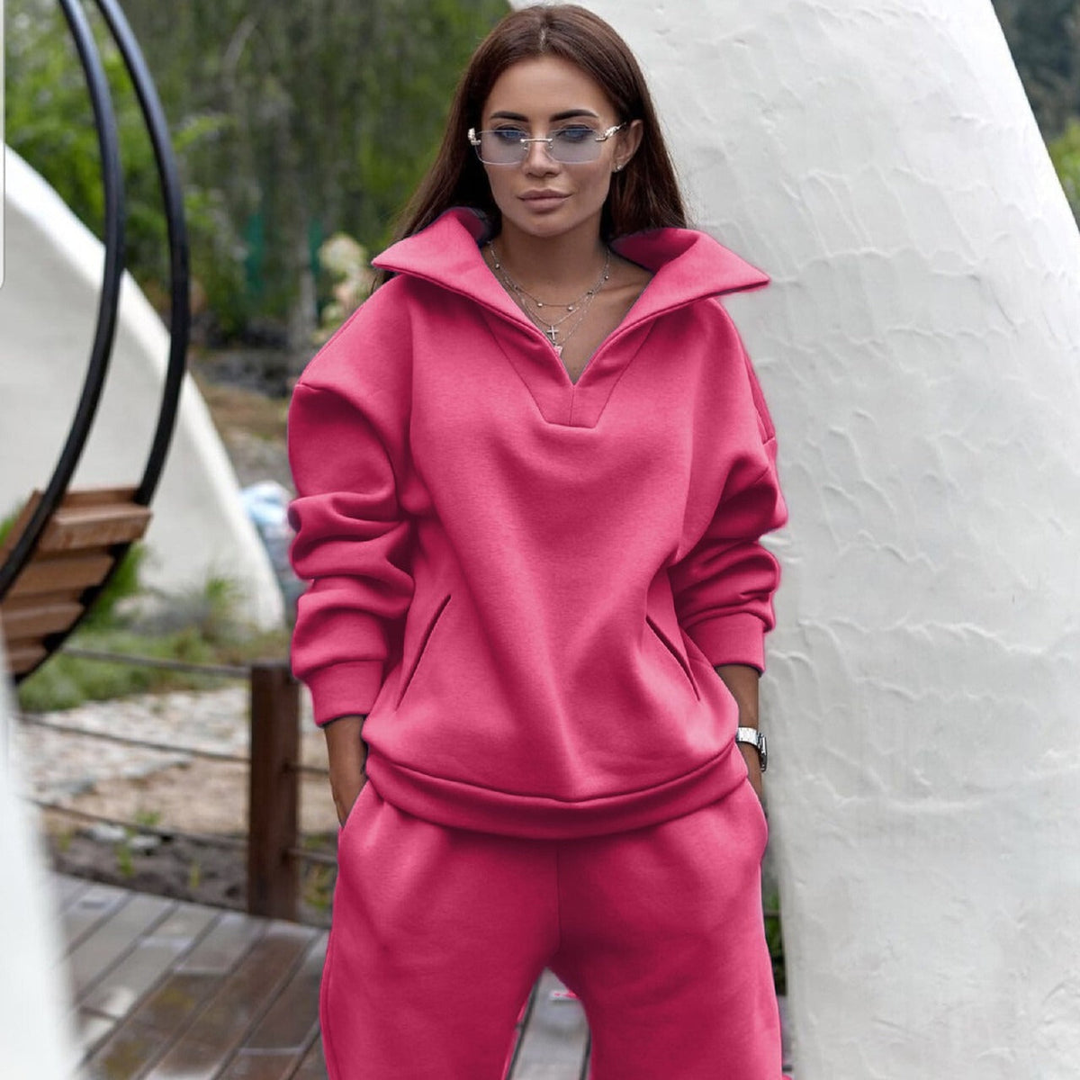Women's Hooded Loungewear Set with Kangaroo Pockets