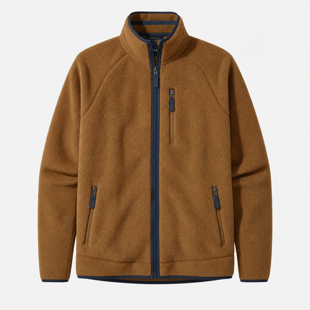 William Long Pile Sherpa Fleece Jacket – Full Zip High Stand Collar Chest Pocket Raglan Outerwear