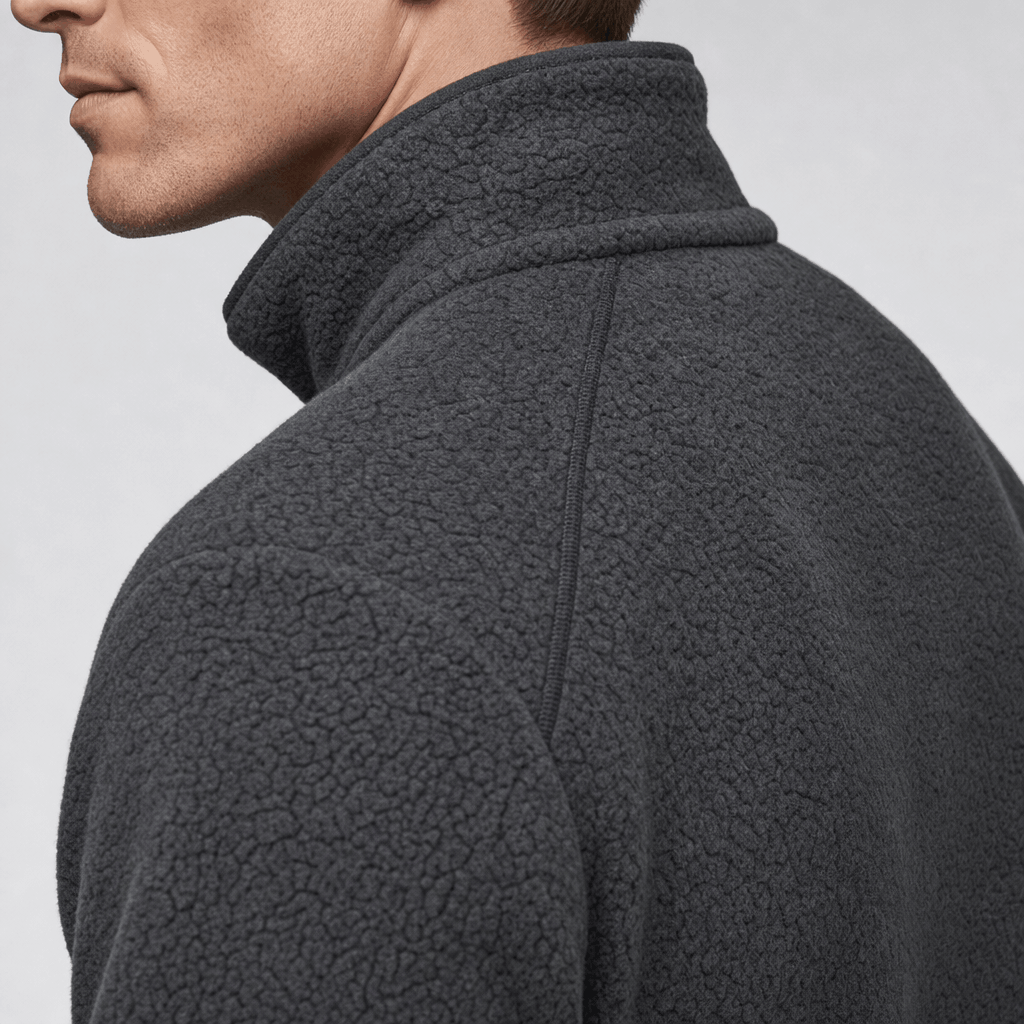 William Long Pile Sherpa Fleece Jacket – Full Zip High Stand Collar Chest Pocket Raglan Outerwear