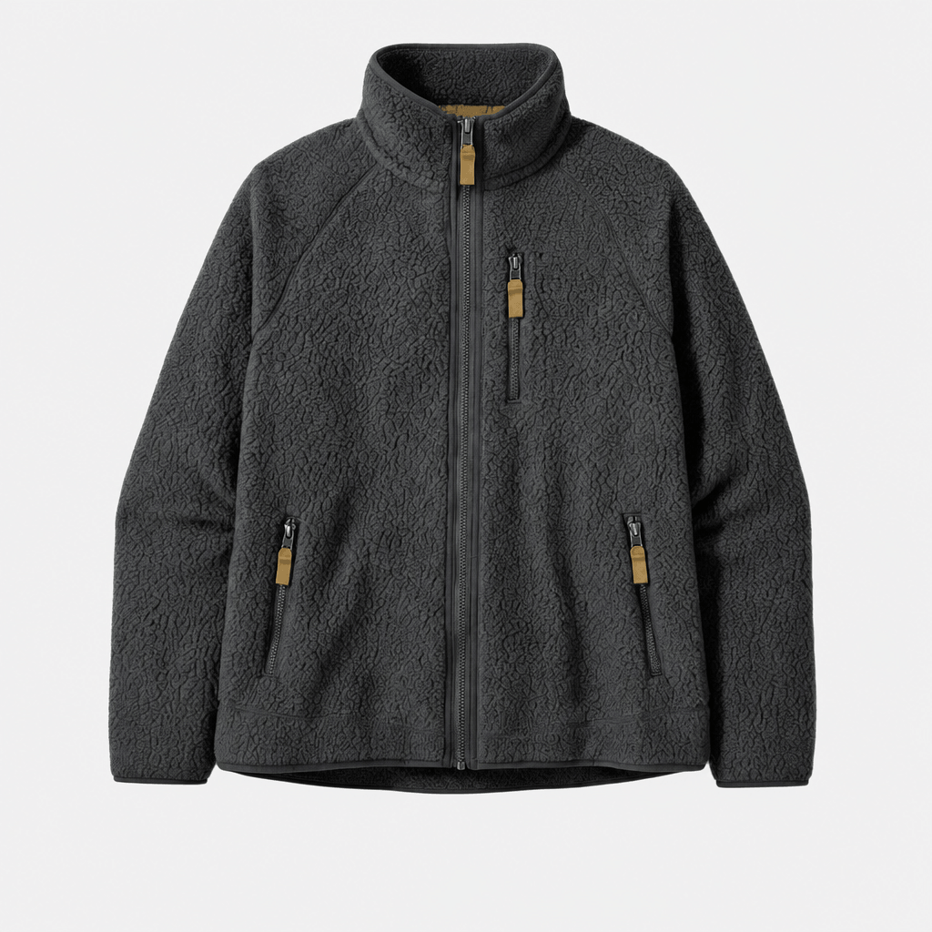 William Long Pile Sherpa Fleece Jacket – Full Zip High Stand Collar Chest Pocket Raglan Outerwear