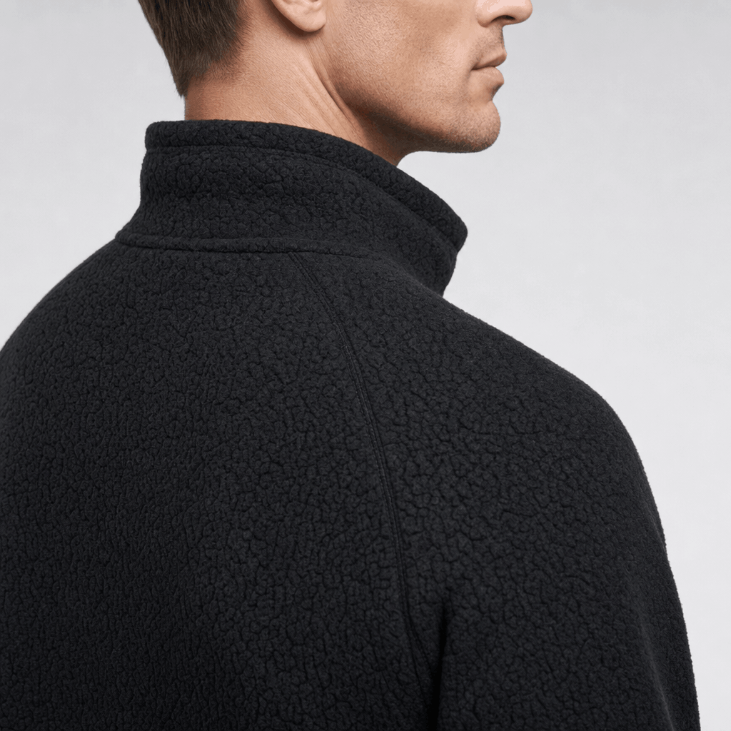 William Long Pile Sherpa Fleece Jacket – Full Zip High Stand Collar Chest Pocket Raglan Outerwear
