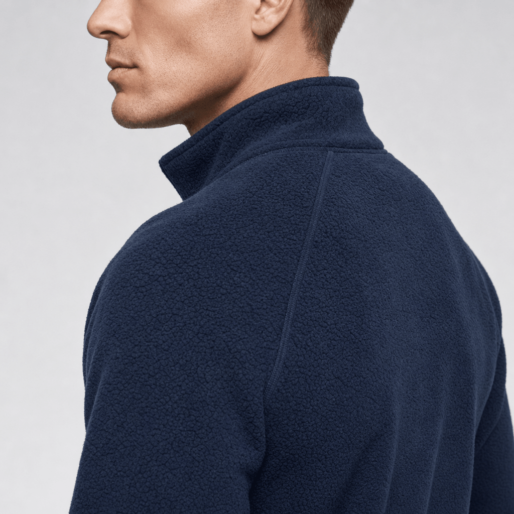 William Long Pile Sherpa Fleece Jacket – Full Zip High Stand Collar Chest Pocket Raglan Outerwear