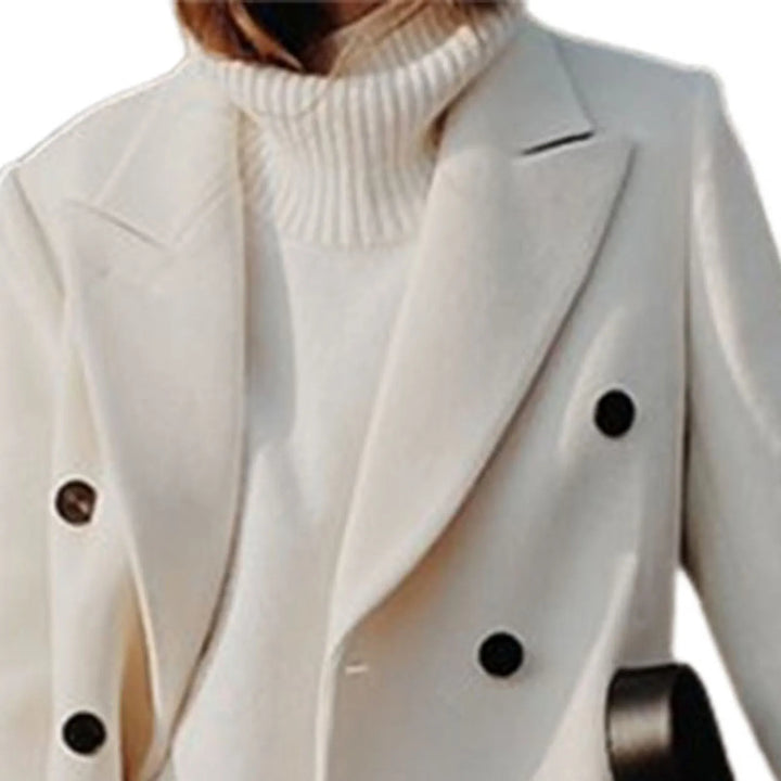 Women's Double-Breasted Wool Blazer Notched Lapel