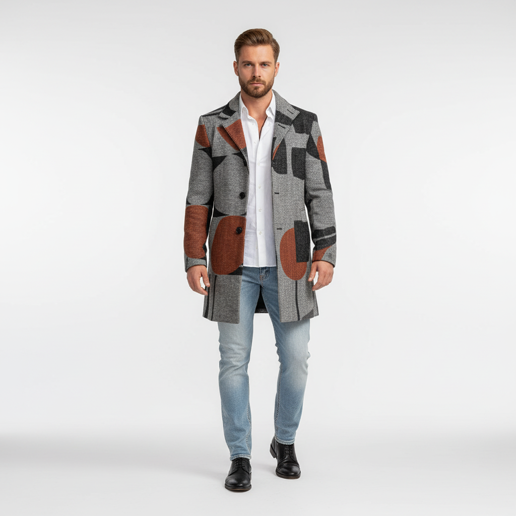 Men's Wool Blend Check Overcoat | Smart Tailored Coat