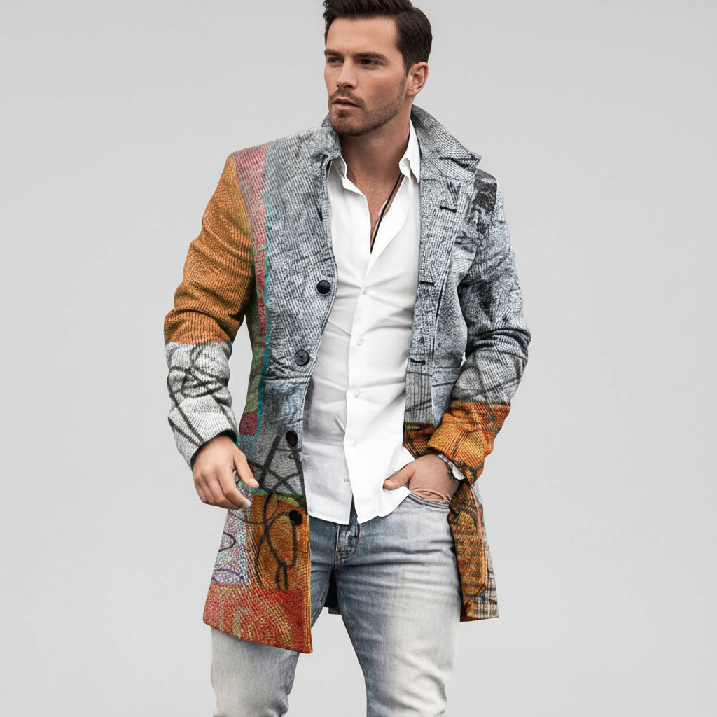 Men's Wool Blend Check Overcoat | Smart Tailored Coat
