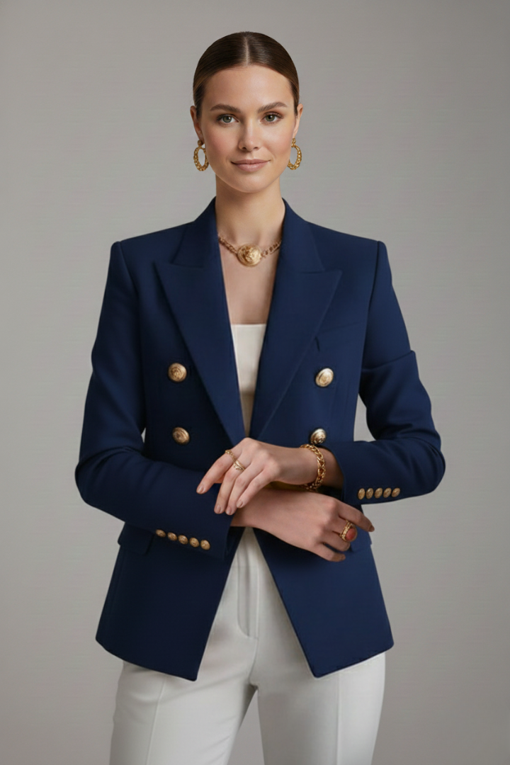 Rebecca | Women’s Double-Breasted Blazer with Gold-Tone Buttons