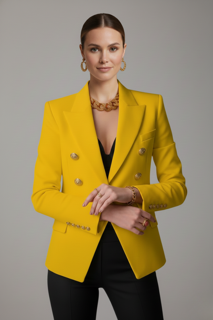 Rebecca | Women’s Double-Breasted Blazer with Gold-Tone Buttons