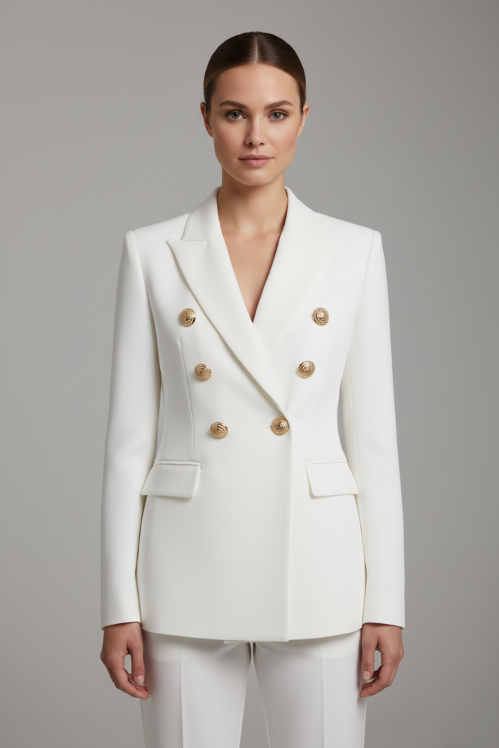 Rebecca | Women’s Double-Breasted Blazer with Gold-Tone Buttons