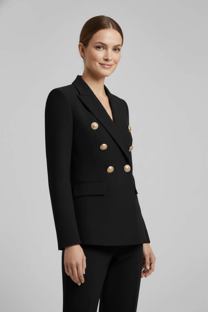 Rebecca | Women’s Double-Breasted Blazer with Gold-Tone Buttons