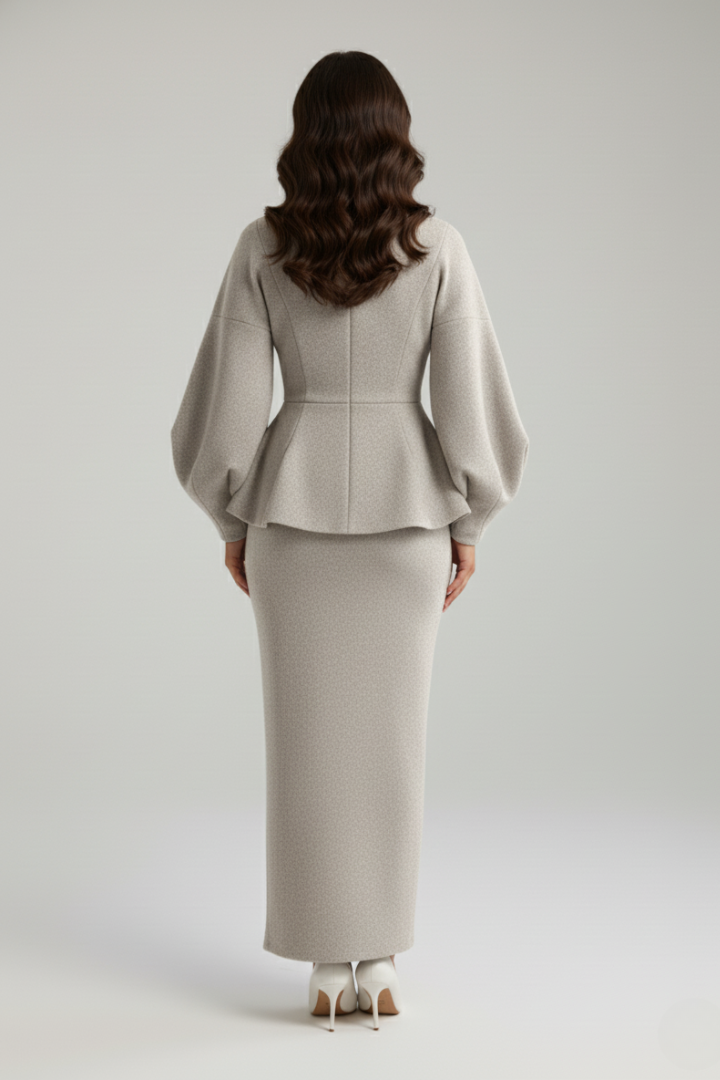 Women’s Peplum Jacket & Maxi Skirt Suit Set