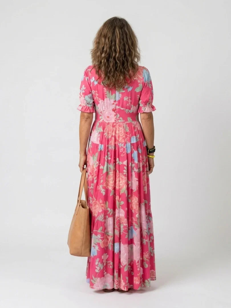 Lucienne | Floral Short-Sleeve Midi Dress