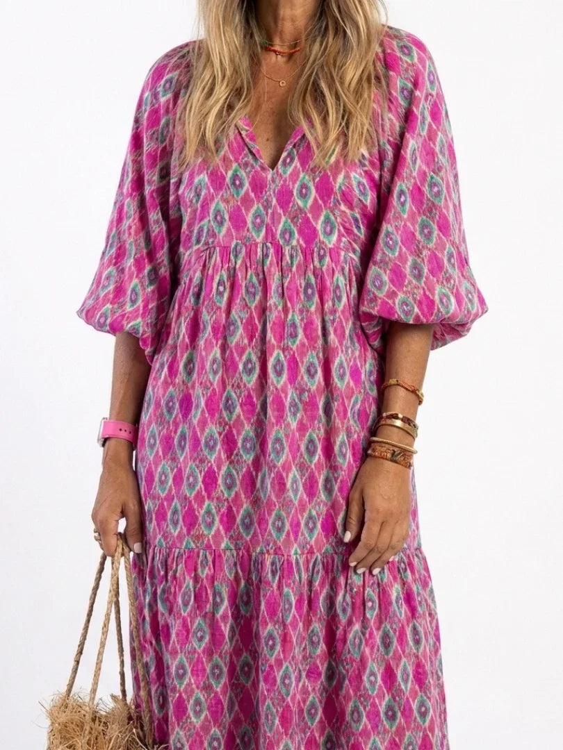 Jessamine | Patterned Tiered Midi Dress