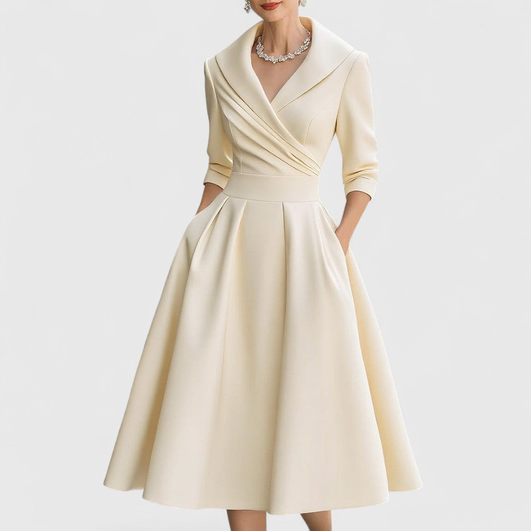 Ismene | V-Neck Flared Midi Dress