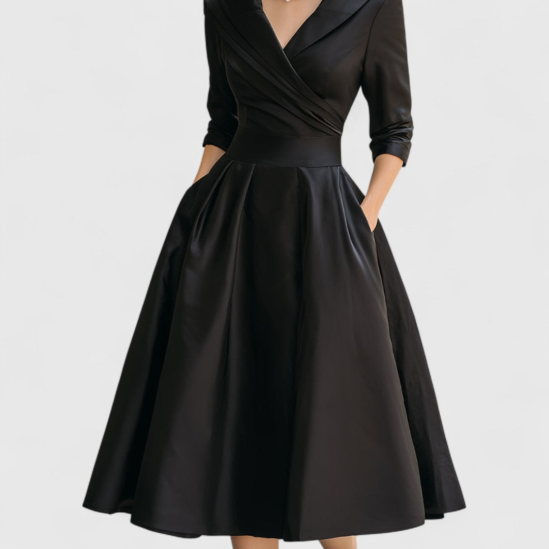 Ismene | V-Neck Flared Midi Dress