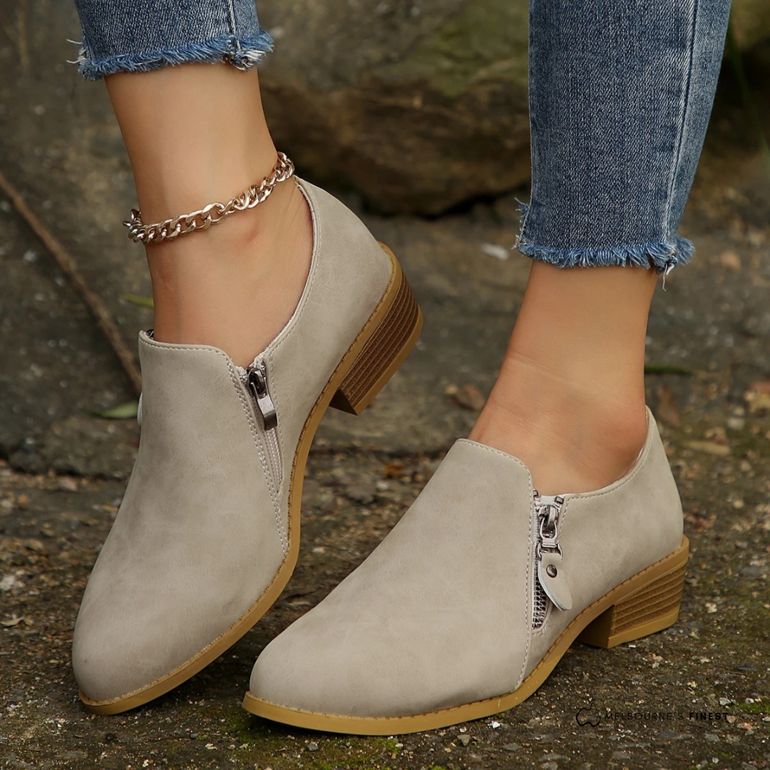 Morvenna | Zip-Up Faux Suede Ankle Boots