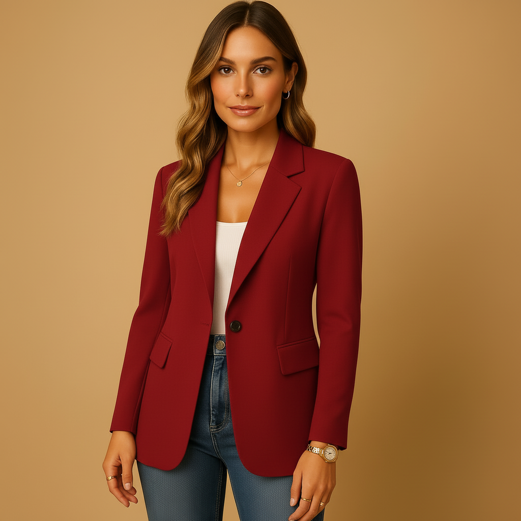Women's Fitted Tailored Blazer with Single Button