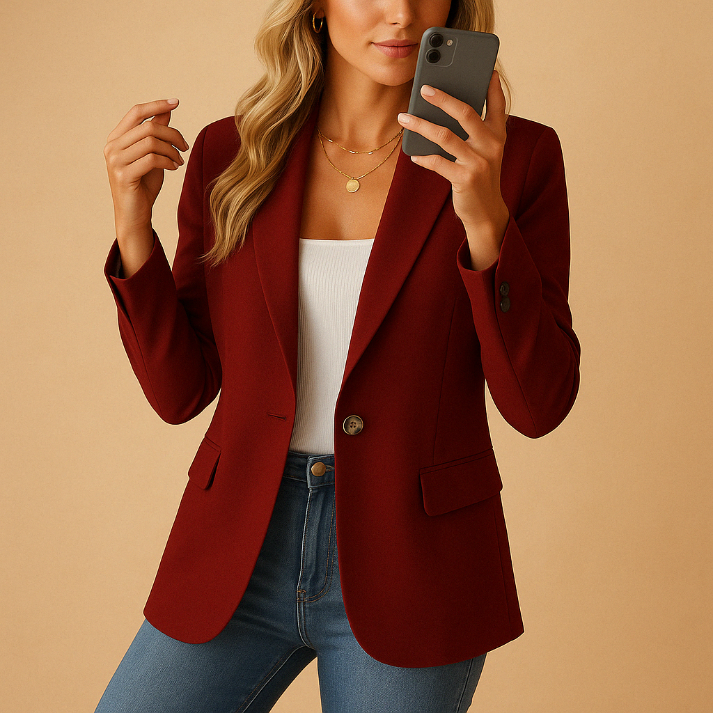 Women's Fitted Tailored Blazer with Single Button