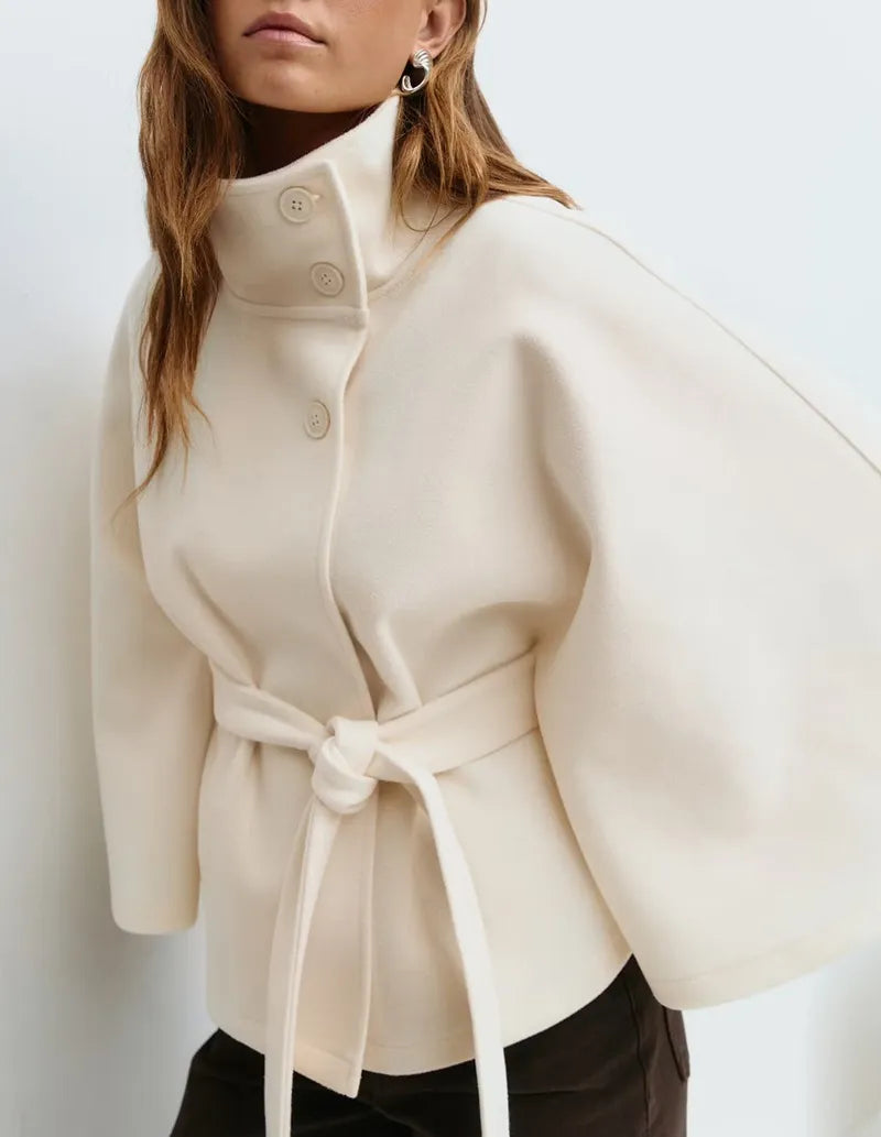 Honor | Cape Belted High-Neck Winter Coat