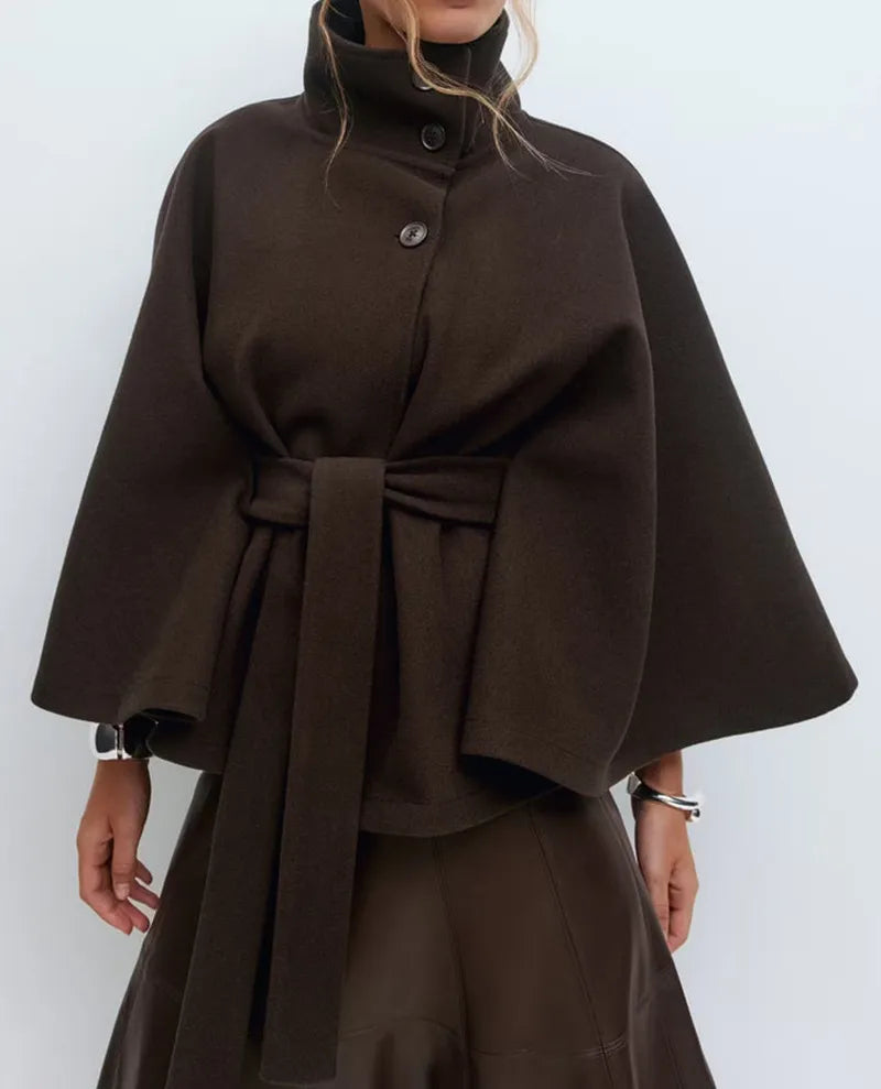 Honor | Cape Belted High-Neck Winter Coat