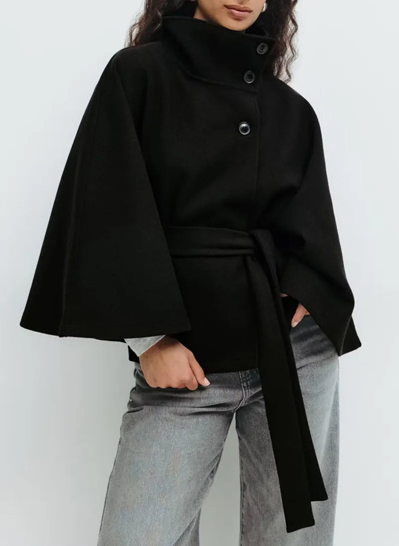Honor | Cape Belted High-Neck Winter Coat