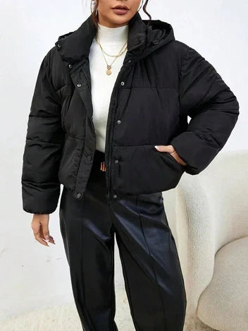 Women's Cropped Puffer Jacket | Hooded Winter Coat