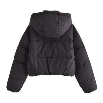 Women's Cropped Puffer Jacket | Hooded Winter Coat