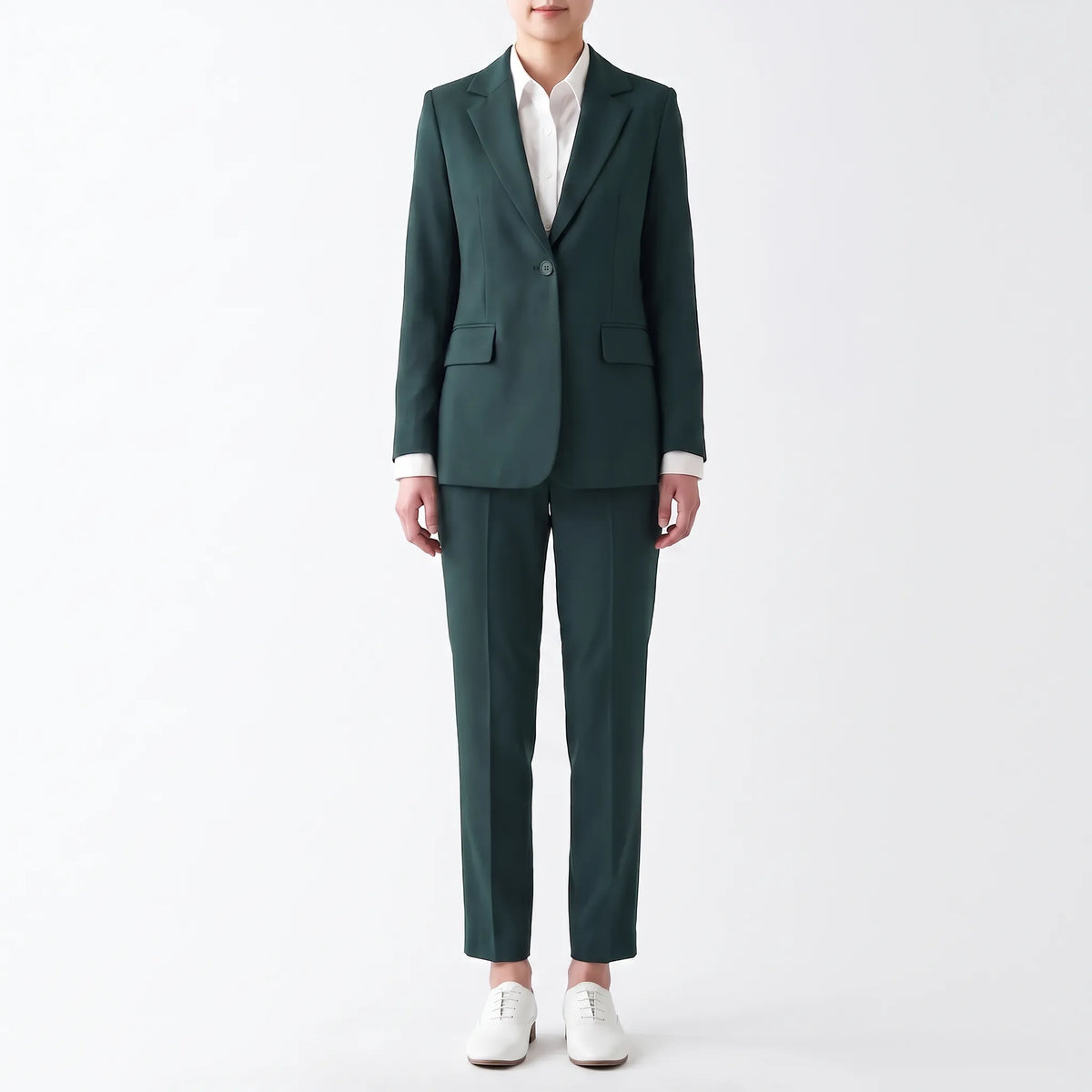Women's Single-Breasted Trouser Suit with Notched Lapel