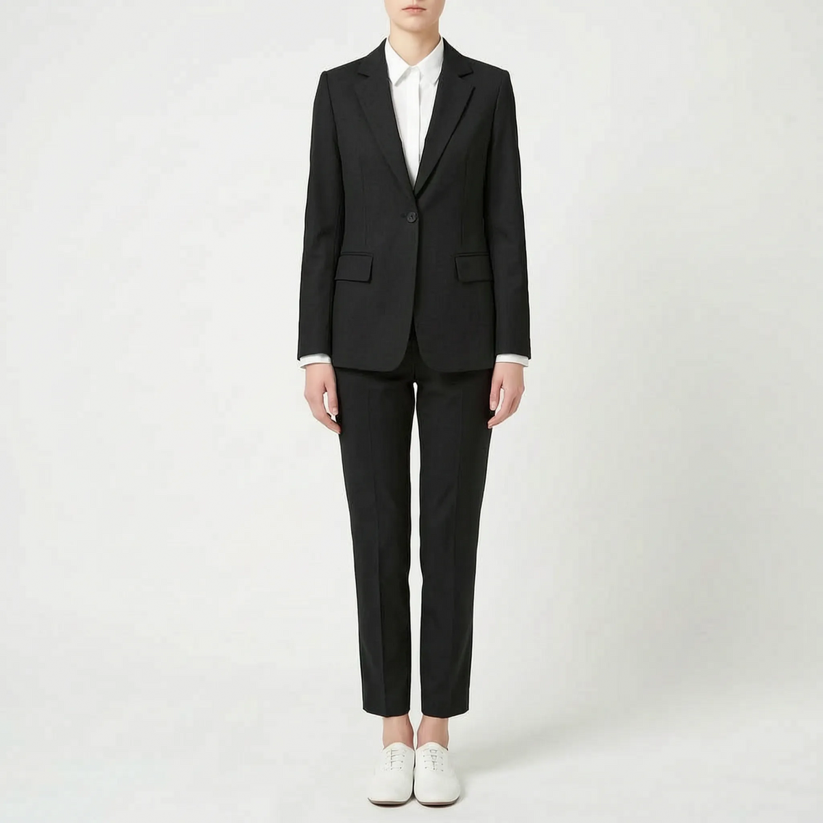 Women's Single-Breasted Trouser Suit with Notched Lapel