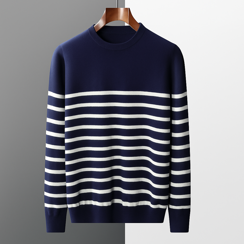 Men’s Laurent Striped Wool Crewneck Sweater