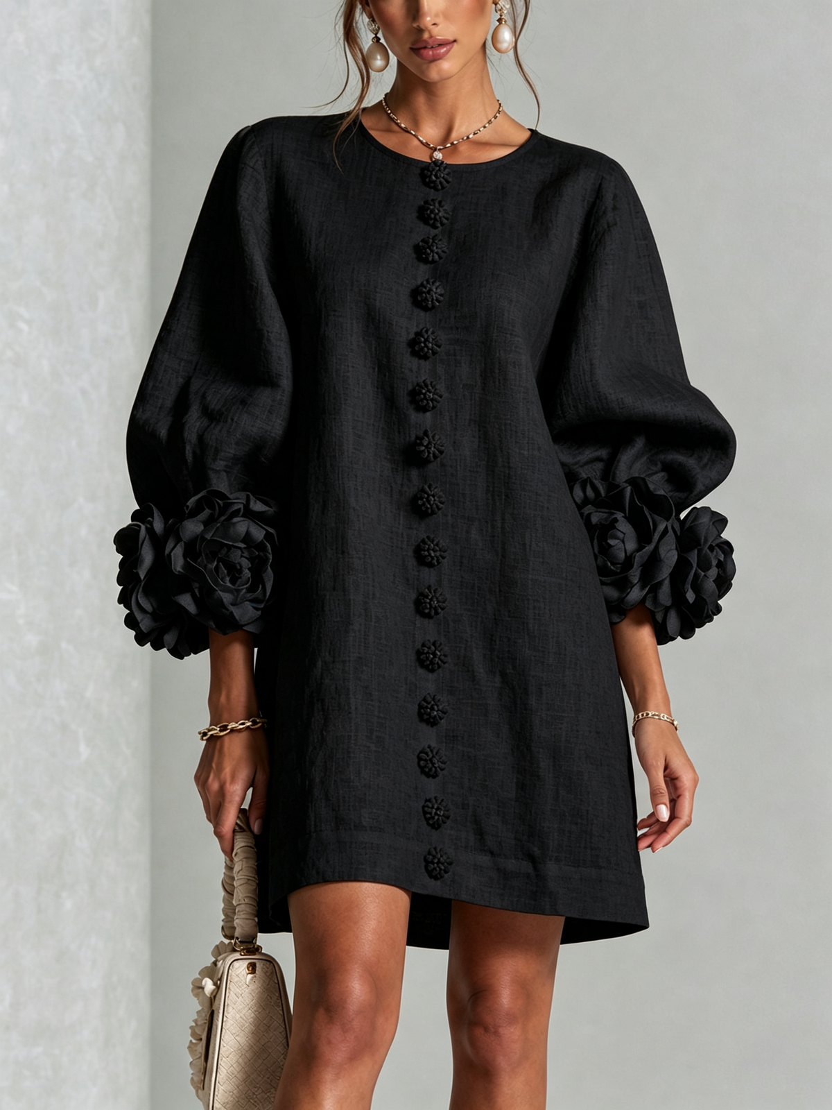 Alice - Sculptural Puff Sleeve Floral Mini Dress