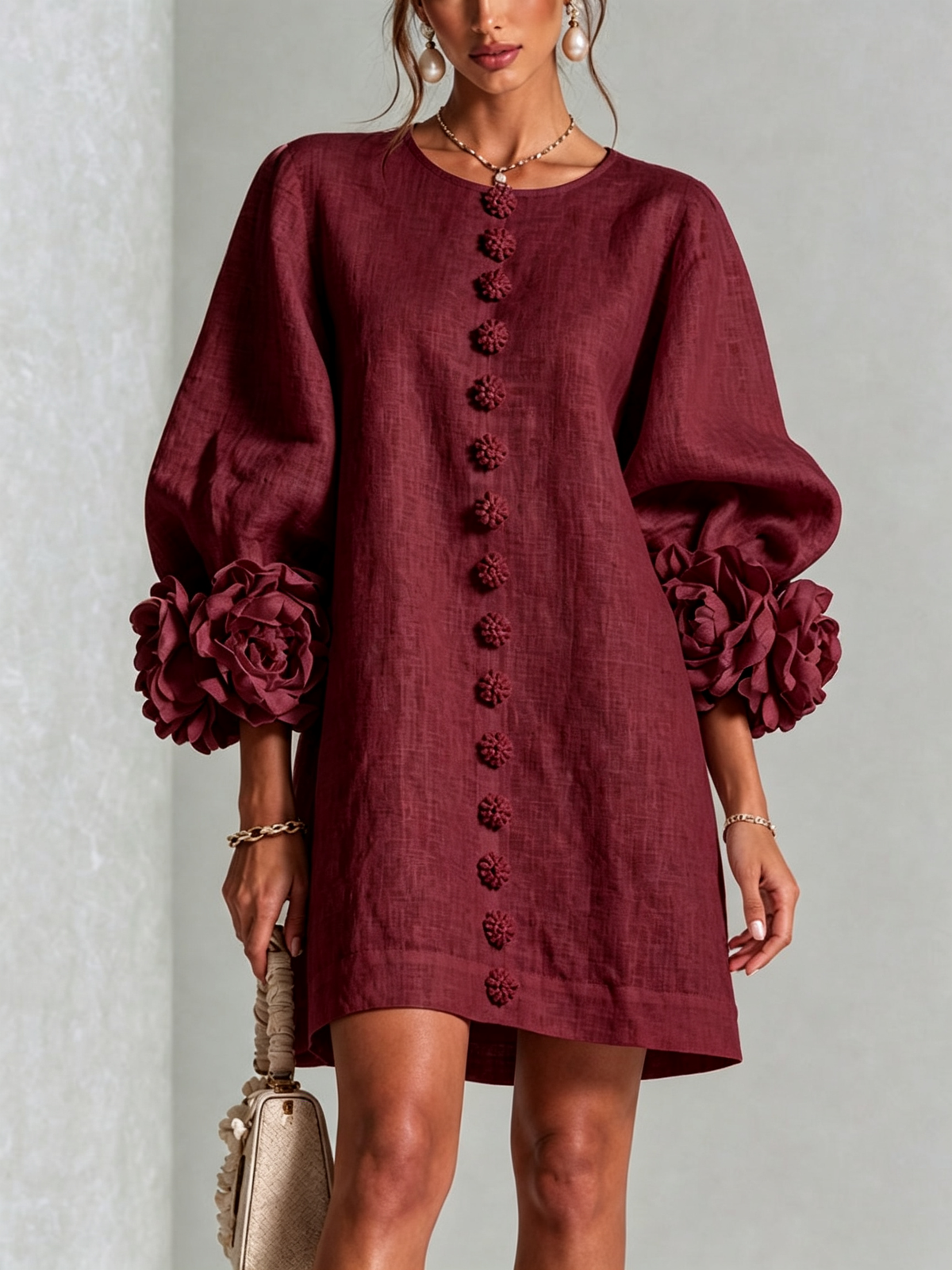Alice - Sculptural Puff Sleeve Floral Mini Dress