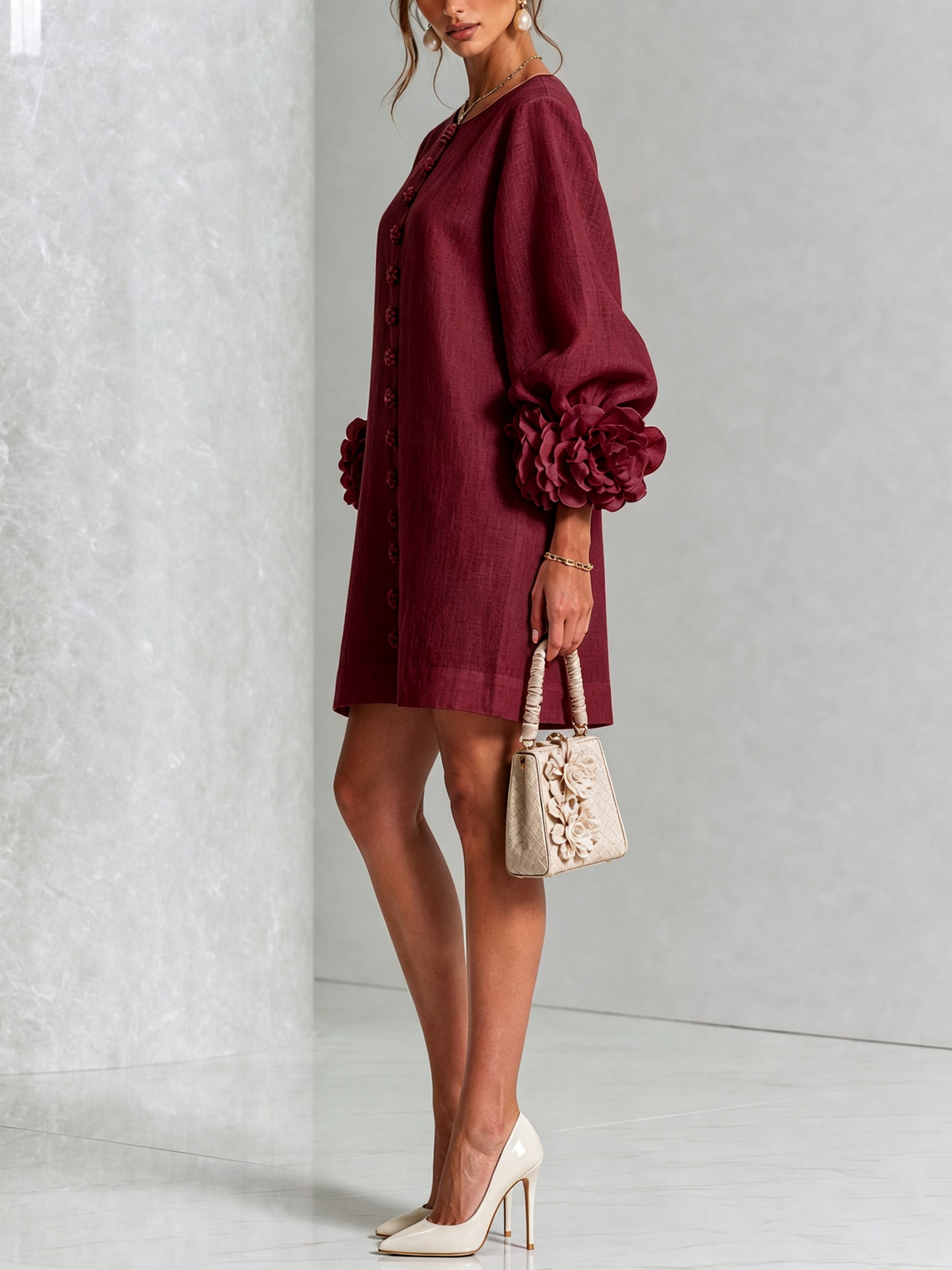 Alice - Sculptural Puff Sleeve Floral Mini Dress