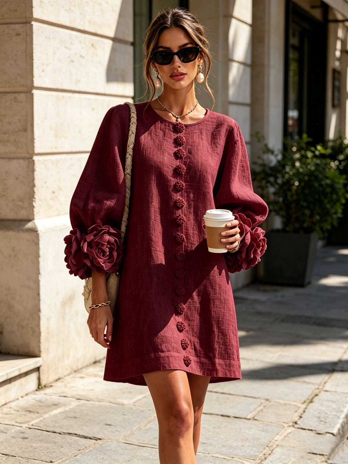 Alice - Sculptural Puff Sleeve Floral Mini Dress