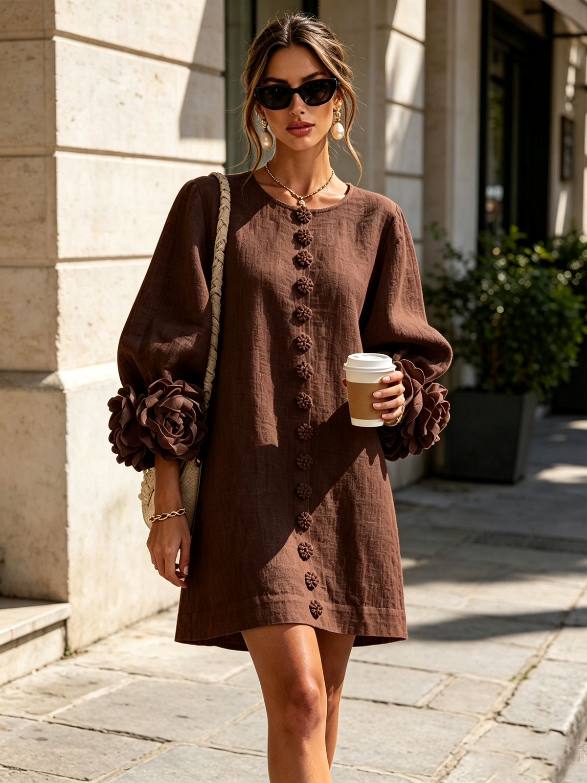 Alice - Sculptural Puff Sleeve Floral Mini Dress