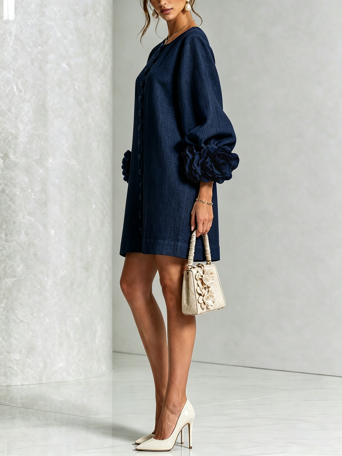 Alice - Sculptural Puff Sleeve Floral Mini Dress