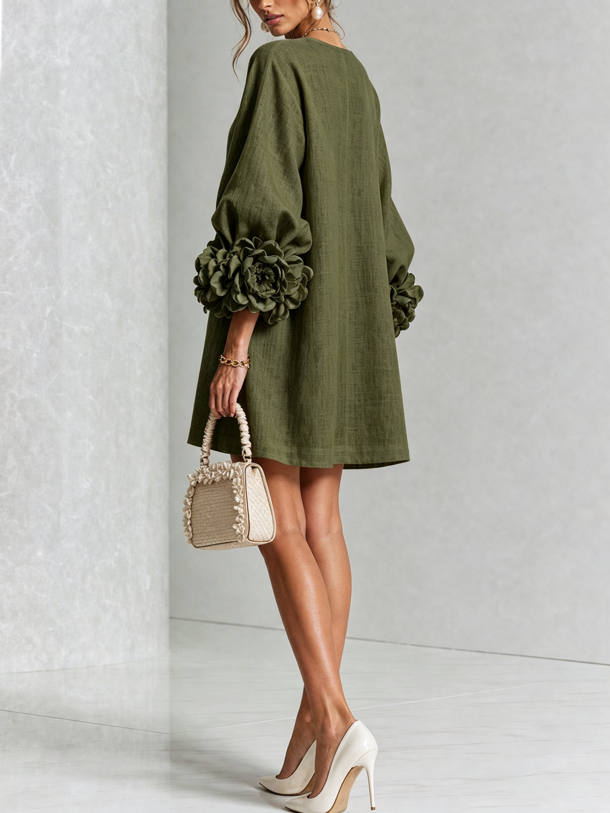 Alice - Sculptural Puff Sleeve Floral Mini Dress