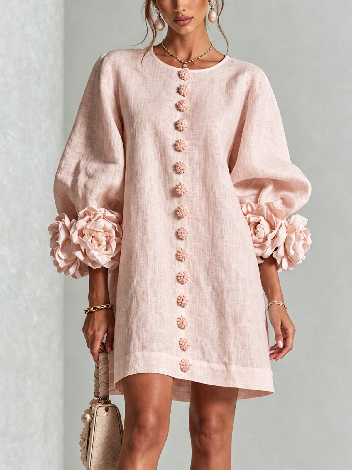 Alice - Sculptural Puff Sleeve Floral Mini Dress
