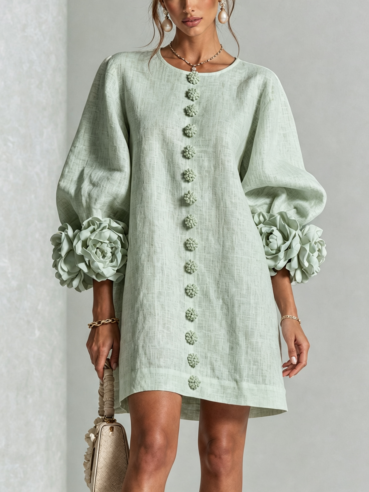 Alice - Sculptural Puff Sleeve Floral Mini Dress