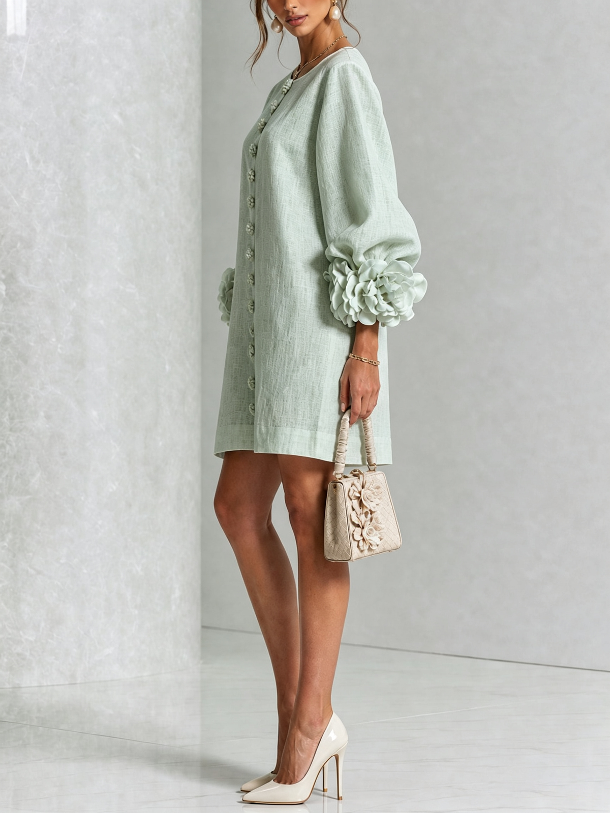 Alice - Sculptural Puff Sleeve Floral Mini Dress