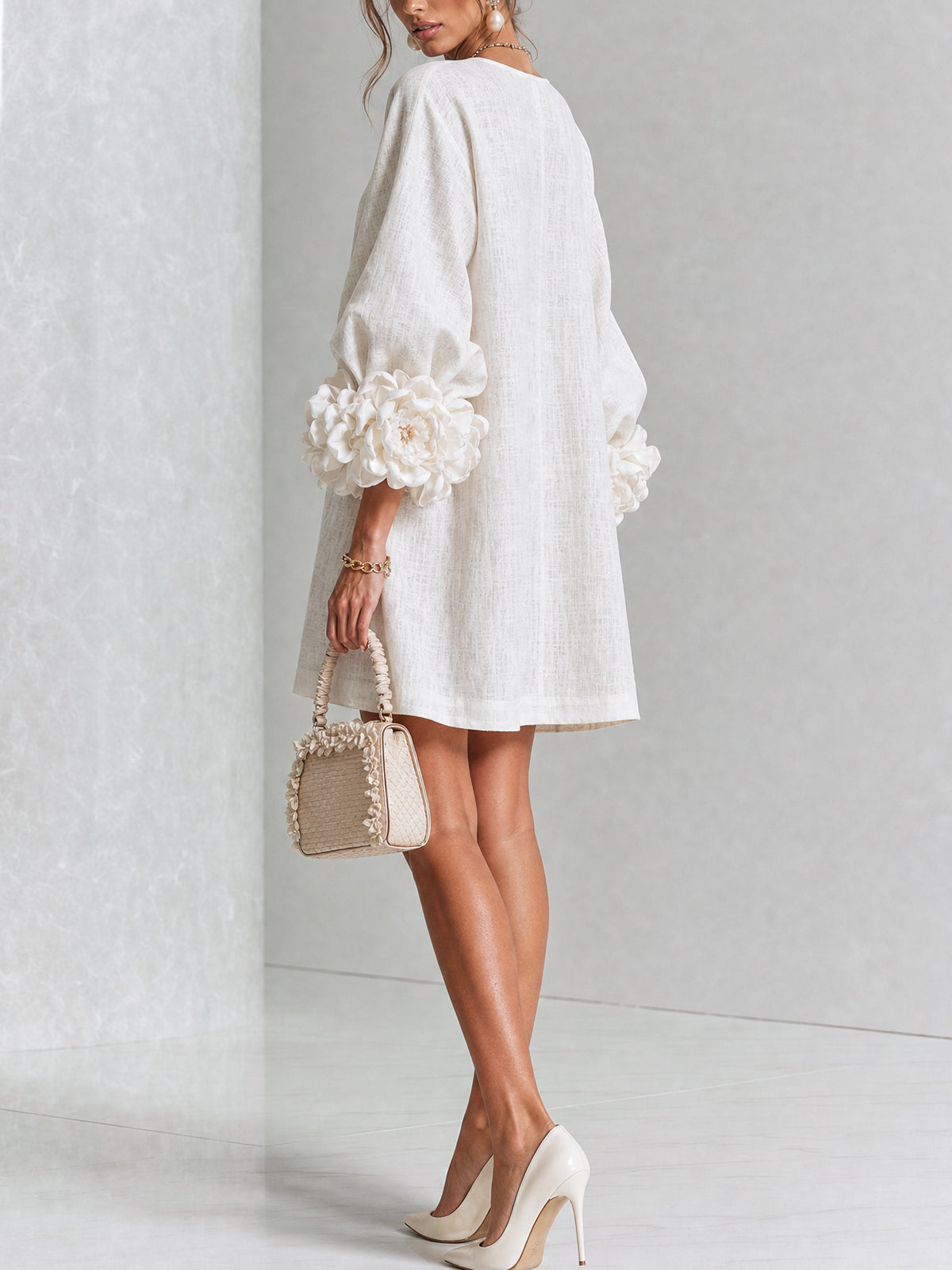 Alice - Sculptural Puff Sleeve Floral Mini Dress