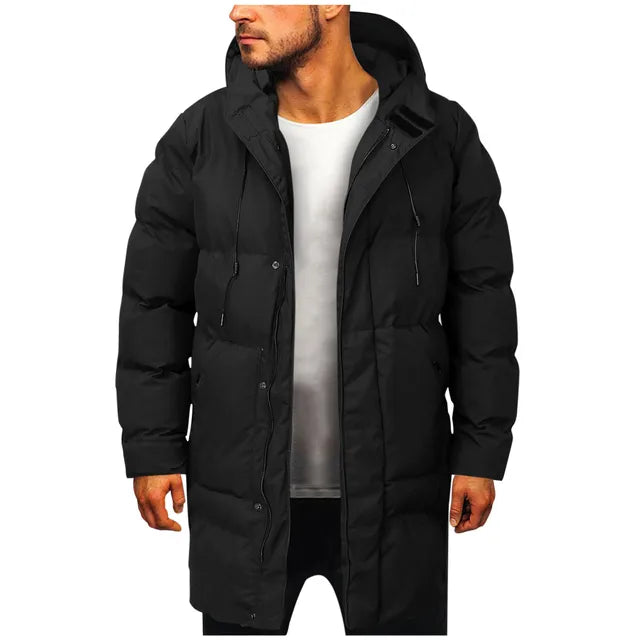 Men’s Long Hooded Quilted Jacket