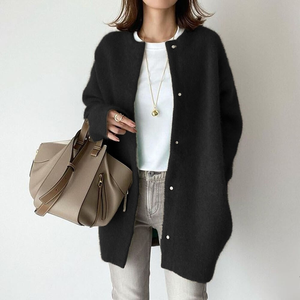 Women's Oversized Soft Knit Cardigan with Button Closure