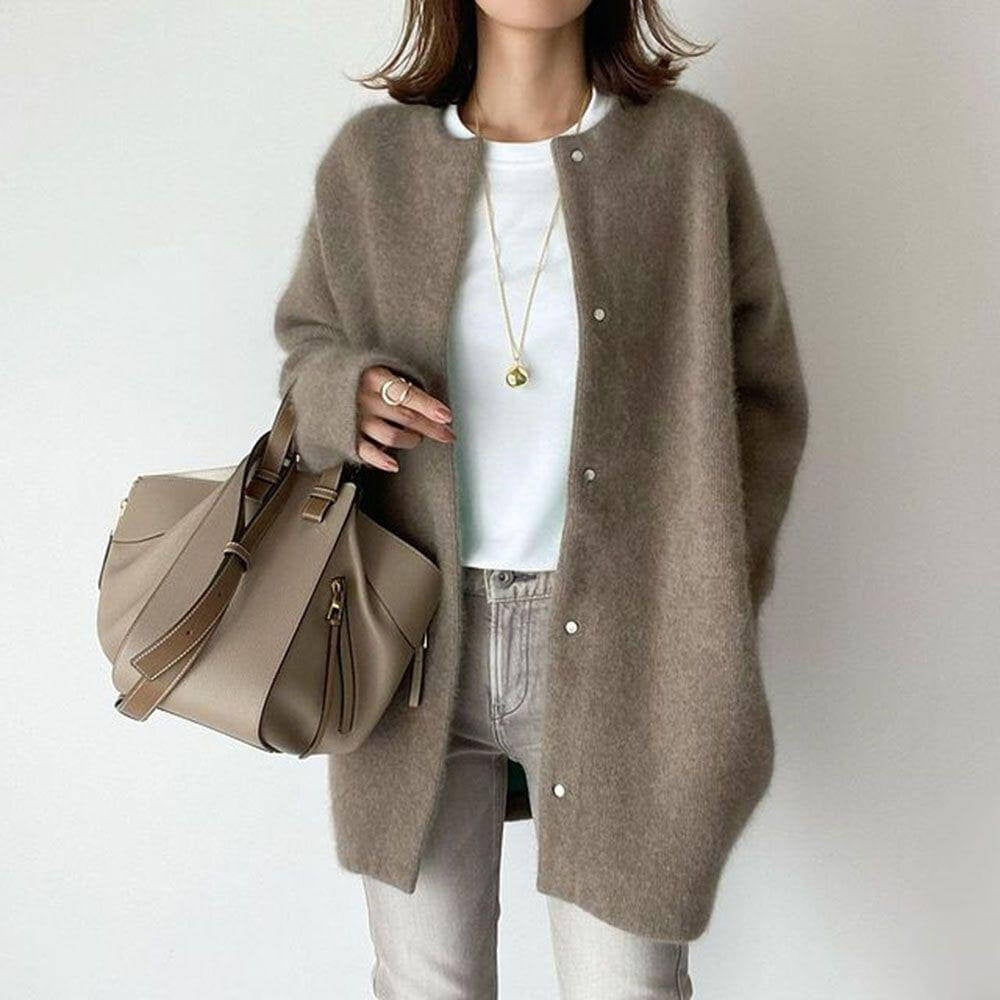 Women's Oversized Soft Knit Cardigan with Button Closure
